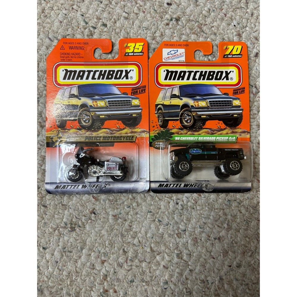 Matchbox 1999 Series 7 Law and Order Police Motorcycle‎ & Silverado 4x4